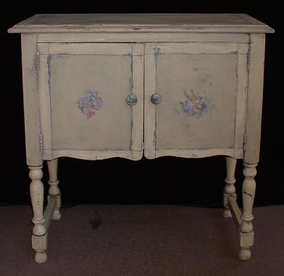 Ivory and green country-style cabinet/table; 1920s-1940s.
